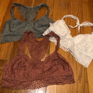 Bundle of 3 Aerie Lace Racerback Bralettes Size XL